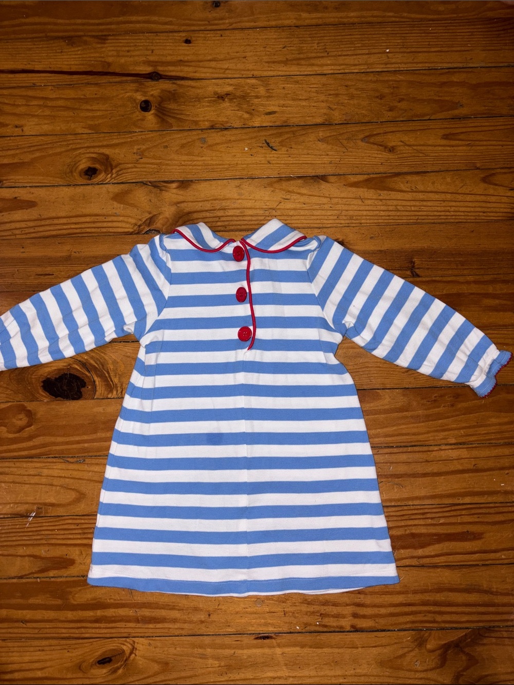The Beaufort Bonnet Company Blue and White Striped Dress with Red Trim - Picture 2 of 3